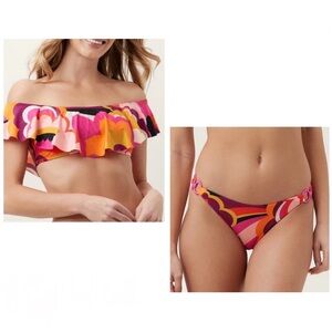 *NWT* TRINA TURK Set Fanfaire Ruffle Bikini Top & Fanfaire Hipster Bikini Bottom